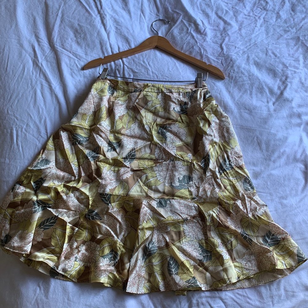 INC Silky Floral Trumpet Skirt